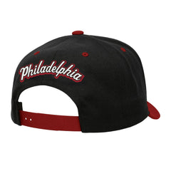 Philadelphia 76ers Backside Script 2-Tone Pro Crown Adjustable Hat Black/Red - NBA