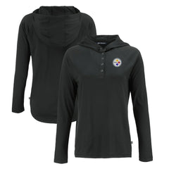 Pittsburgh Steelers Cutter & Buck Women's Coastline Epic Comfort Eco Recycled Raglan Pullover Hoodie Black | NFL