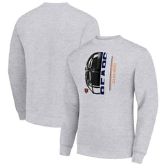 Chicago Bears Starter Half Helmet Team Graphic Tri-Blend Fleece Pullover Sweatshirt Heather Gray | NFL