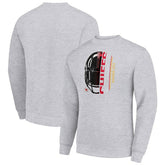 Kansas City Chiefs Starter Half Helmet Team Graphic Tri-Blend Fleece Pullover Sweatshirt Heather Gray | NFL