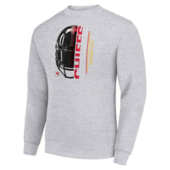 Kansas City Chiefs Starter Half Helmet Team Graphic Tri-Blend Fleece Pullover Sweatshirt Heather Gray | NFL