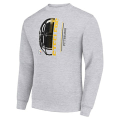 Pittsburgh Steelers Starter Half Helmet Team Graphic Tri-Blend Fleece Pullover Sweatshirt Heather Gray | NFL