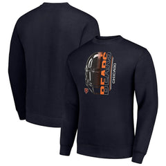 Chicago Bears Starter Half Helmet Team Graphic Tri-Blend Fleece Pullover Sweatshirt Navy | NFL