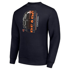 Chicago Bears Starter Half Helmet Team Graphic Tri-Blend Fleece Pullover Sweatshirt Navy | NFL