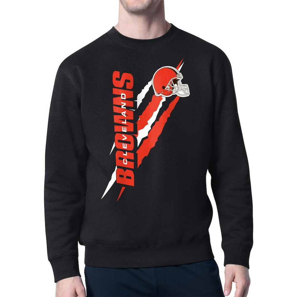 Cleveland Browns Starter Color Scratch Team Graphic Fleece Pullover Sweatshirt Black | NFL