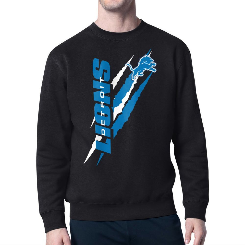 Detroit Lions Starter Color Scratch Team Graphic Fleece Pullover Sweatshirt Black | NFL
