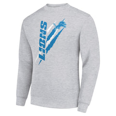 Detroit Lions Starter Color Scratch Team Graphic Fleece Pullover Sweatshirt Heather Gray | NFL