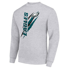 Philadelphia Eagles Starter Color Scratch Team Graphic Fleece Pullover Sweatshirt Heather Gray | NFL