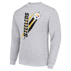 Pittsburgh Steelers Starter Color Scratch Team Graphic Fleece Pullover Sweatshirt Heather Gray | NFL