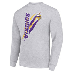 Minnesota Vikings Starter Color Scratch Team Graphic Fleece Pullover Sweatshirt Heather Gray | NFL