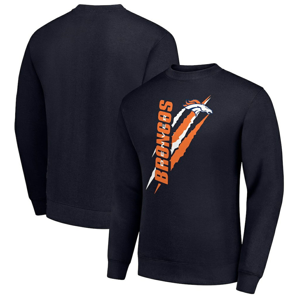 Denver Broncos Starter Color Scratch Team Graphic Fleece Pullover Sweatshirt Navy | NFL