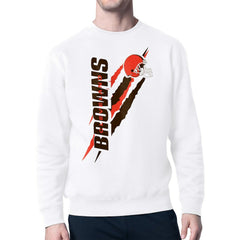 Cleveland Browns Starter Color Scratch Team Graphic Fleece Pullover Sweatshirt White | NFL