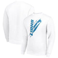 Detroit Lions Starter Color Scratch Team Graphic Fleece Pullover Sweatshirt White | NFL