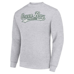 Green Bay Packers Starter Tailsweep Team Graphic Tri-Blend Fleece Pullover Sweatshirt Heather Gray | NFL