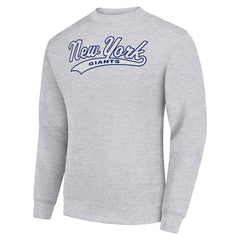 New York Giants Starter Tailsweep Team Graphic Tri-Blend Fleece Pullover Sweatshirt Heather Gray | NFL