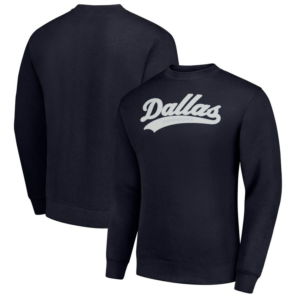 Dallas Cowboys Starter Tailsweep Team Graphic Tri-Blend Fleece Pullover Sweatshirt Navy | NFL