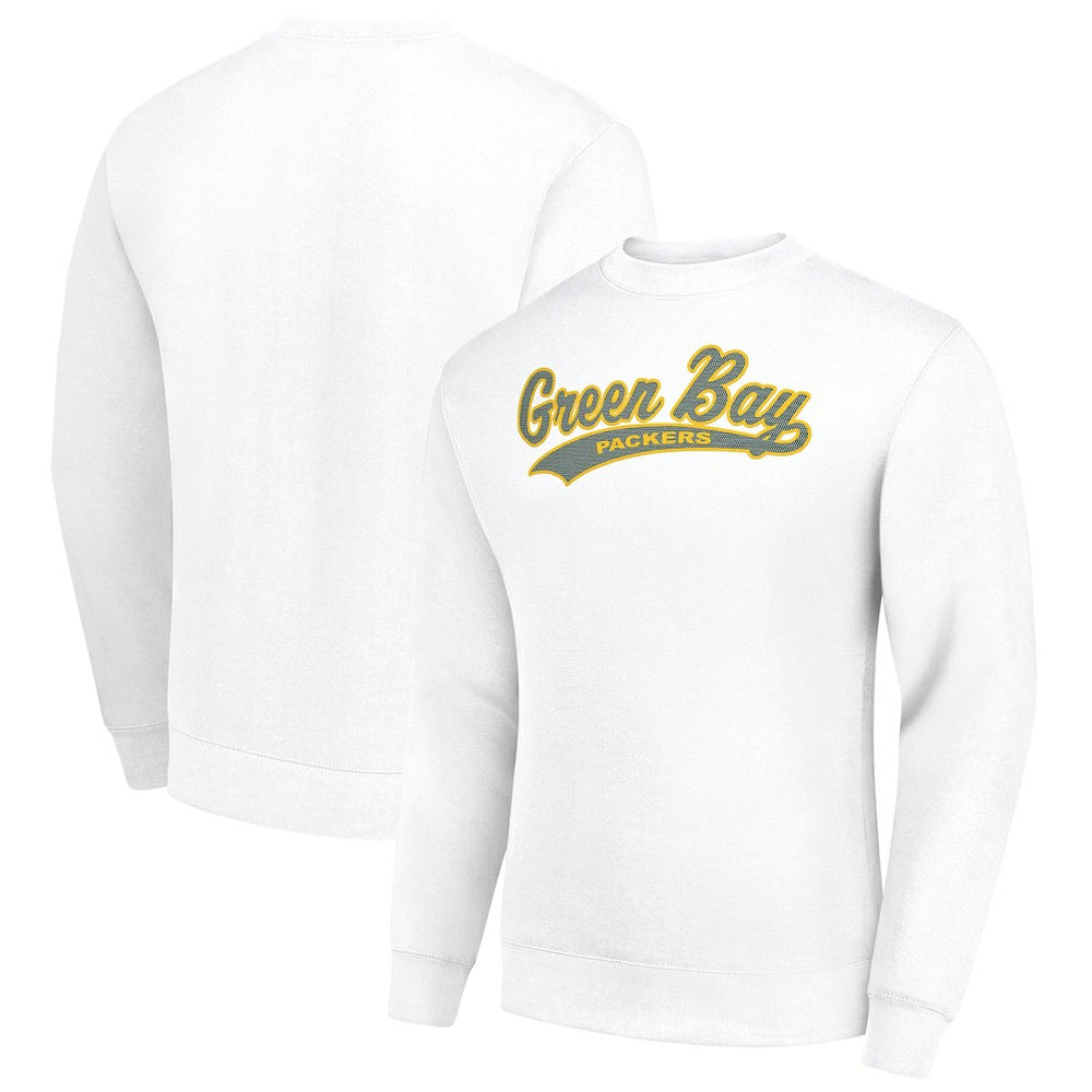 Green Bay Packers Starter Tailsweep Team Graphic Tri-Blend Fleece Pullover Sweatshirt White | NFL