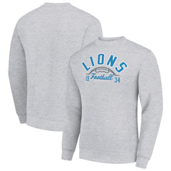 Detroit Lions Starter Half Ball Team Graphic Tri-Blend Fleece Pullover Sweatshirt Heather Gray | NFL