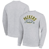 Green Bay Packers Starter Half Ball Team Graphic Tri-Blend Fleece Pullover Sweatshirt Heather Gray | NFL