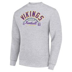Minnesota Vikings Starter Half Ball Team Graphic Tri-Blend Fleece Pullover Sweatshirt Heather Gray | NFL