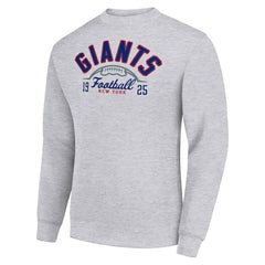 New York Giants Starter Half Ball Team Graphic Tri-Blend Fleece Pullover Sweatshirt Heather Gray | NFL