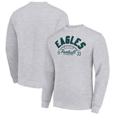 Philadelphia Eagles Starter Half Ball Team Graphic Tri-Blend Fleece Pullover Sweatshirt Heather Gray | NFL
