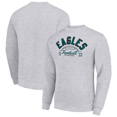 Philadelphia Eagles Starter Half Ball Team Graphic Tri-Blend Fleece Pullover Sweatshirt Heather Gray | NFL