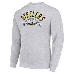 Pittsburgh Steelers Starter Half Ball Team Graphic Tri-Blend Fleece Pullover Sweatshirt Heather Gray | NFL