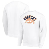 Denver Broncos Starter Half Ball Team Graphic Tri-Blend Fleece Pullover Sweatshirt White | NFL