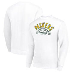 Green Bay Packers Starter Half Ball Team Graphic Tri-Blend Fleece Pullover Sweatshirt White | NFL