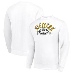 Pittsburgh Steelers Starter Half Ball Team Graphic Tri-Blend Fleece Pullover Sweatshirt White | NFL