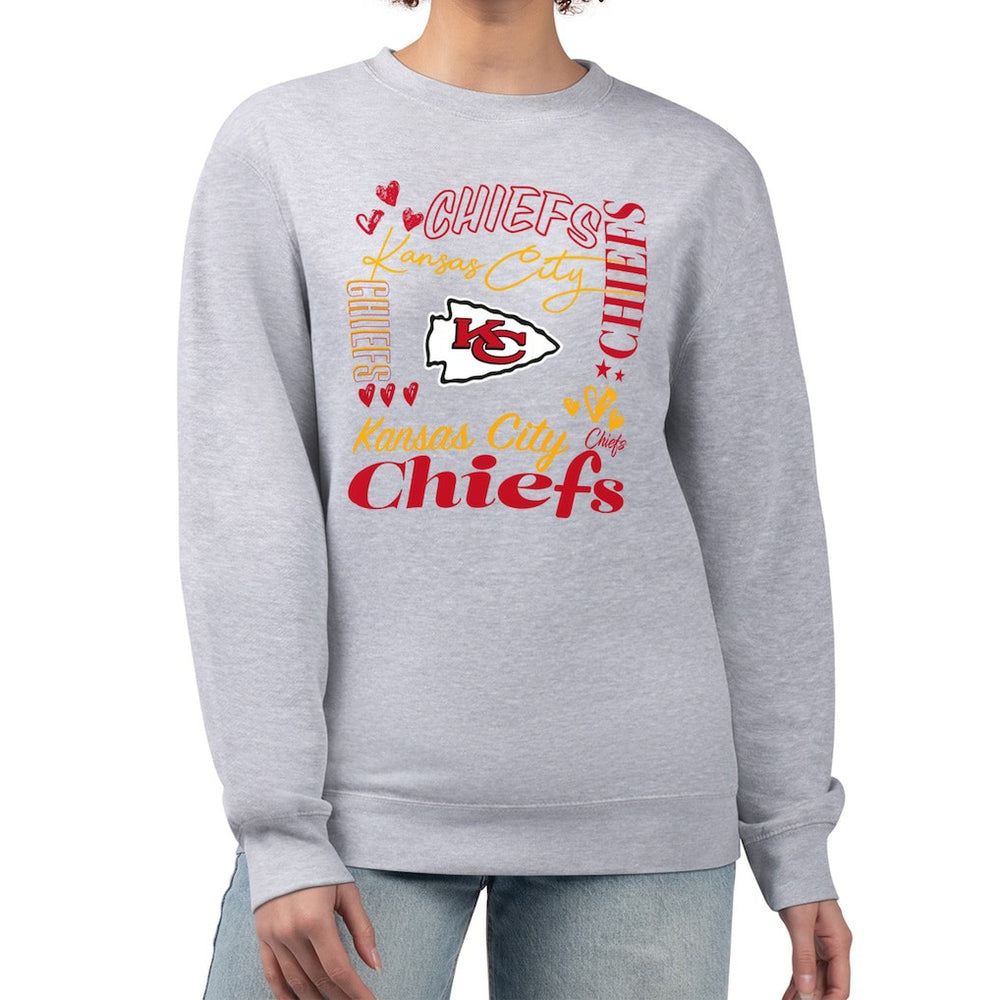 Kansas City Chiefs G-III 4Her by Carl Banks Women's Collage Graphic Fleece Pullover Sweatshirt Heather Gray | NFL