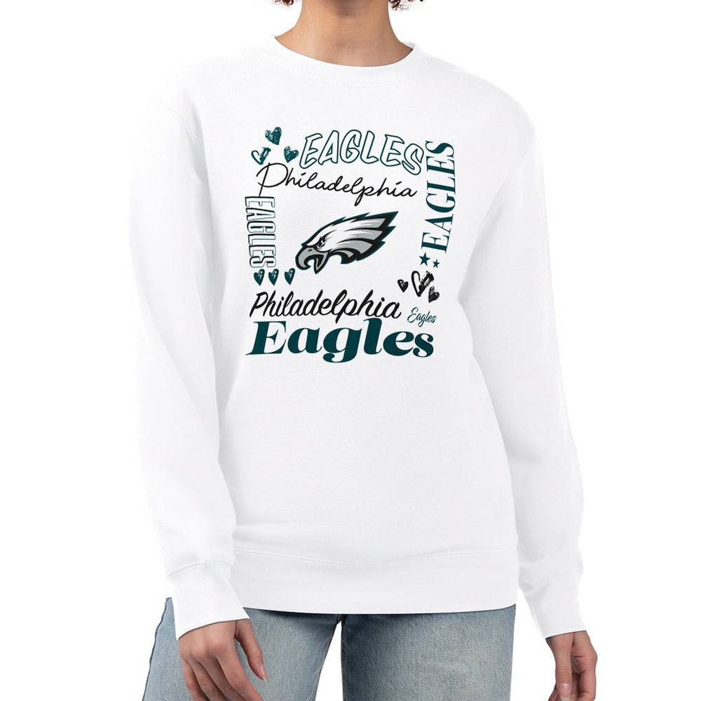 Philadelphia Eagles G-III 4Her by Carl Banks Women's Collage Graphic Fleece Pullover Sweatshirt White | NFL