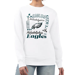 Philadelphia Eagles G-III 4Her by Carl Banks Women's Collage Graphic Fleece Pullover Sweatshirt White | NFL