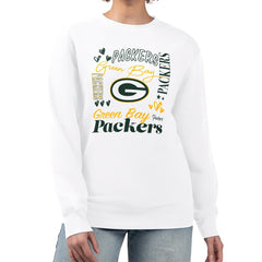 Green Bay Packers G-III 4Her by Carl Banks Women's Collage Graphic Fleece Pullover Sweatshirt White | NFL