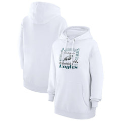 Philadelphia Eagles G-III 4Her by Carl Banks Women's Collage Graphic Fleece Pullover Hoodie White | NFL