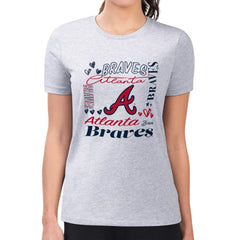 Atlanta Braves G-III 4Her by Carl Banks Women's Super-Slim Fit Lightweight Collage Team Graphic Crew Neck T-Shirt - MLB