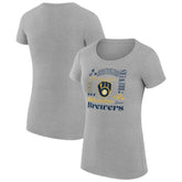 Milwaukee Brewers G-III 4Her by Carl Banks Women's Super-Slim Fit Lightweight Collage Team Graphic Crew Neck T-Shirt - MLB