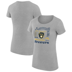 Milwaukee Brewers G-III 4Her by Carl Banks Women's Super-Slim Fit Lightweight Collage Team Graphic Crew Neck T-Shirt - MLB