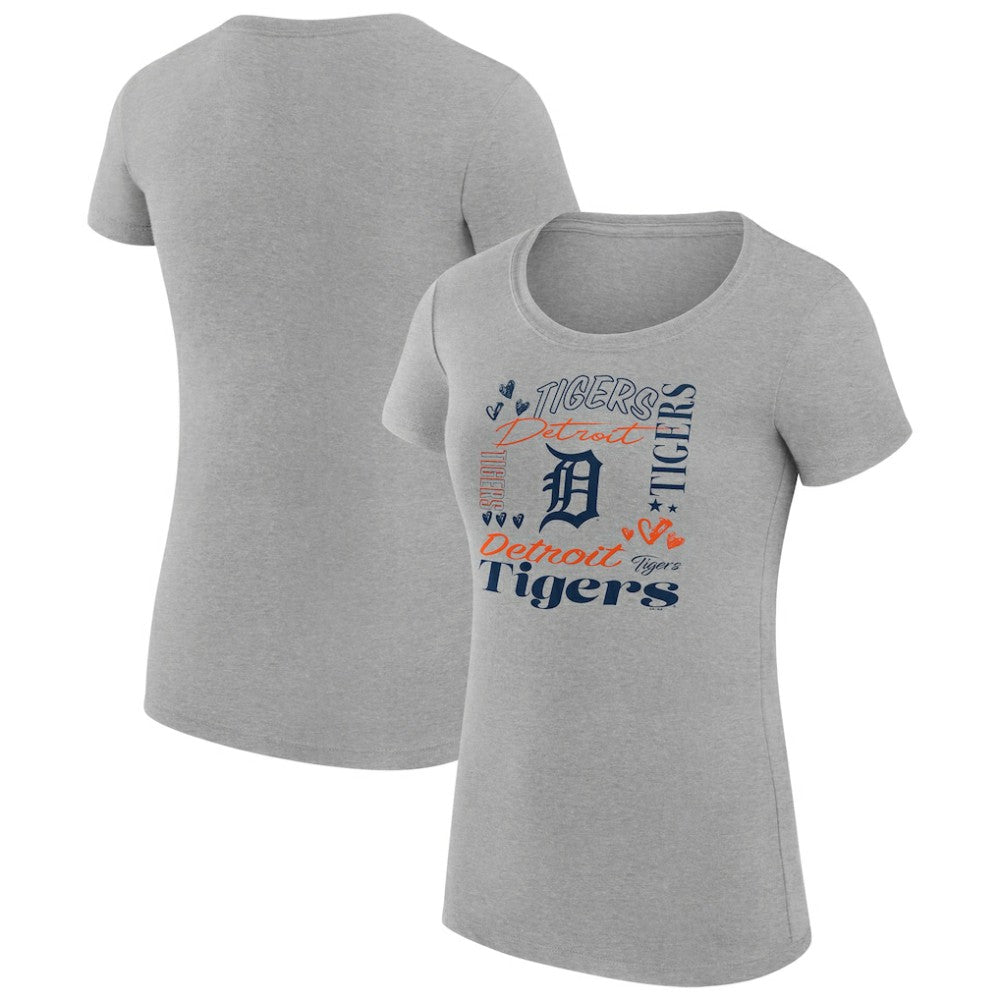 Detroit Tigers G-III 4Her by Carl Banks Women's Super-Slim Fit Lightweight Collage Team Graphic Crew Neck T-Shirt - MLB