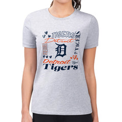Detroit Tigers G-III 4Her by Carl Banks Women's Super-Slim Fit Lightweight Collage Team Graphic Crew Neck T-Shirt - MLB