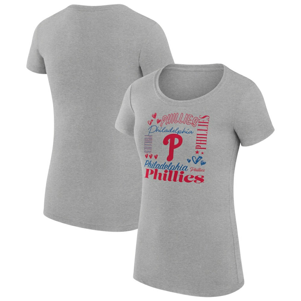 Philadelphia Phillies G-III 4Her by Carl Banks Women's Super-Slim Fit Lightweight Collage Team Graphic Crew Neck T-Shirt - MLB