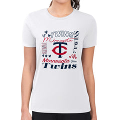 Minnesota Twins G-III 4Her by Carl Banks Women's Super-Slim Fit Lightweight Collage Team Graphic Crew Neck T-Shirt - MLB