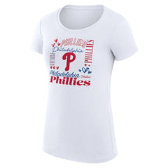 Philadelphia Phillies G-III 4Her by Carl Banks Women's Super-Slim Fit Lightweight Collage Team Graphic Crew Neck T-Shirt - MLB