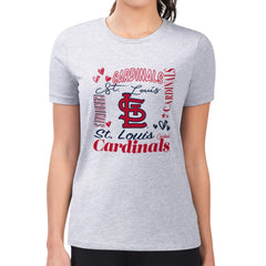 St. Louis Cardinals G-III 4Her by Carl Banks Women's Super-Slim Fit Lightweight Collage Team Graphic Crew Neck T-Shirt - MLB