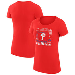 Philadelphia Phillies G-III 4Her by Carl Banks Women's Super-Slim Fit Lightweight Collage Team Graphic Crew Neck T-Shirt - MLB