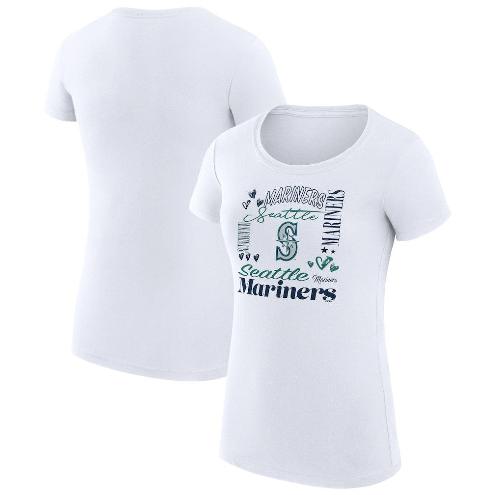 Seattle Mariners G-III 4Her by Carl Banks Women's Super-Slim Fit Lightweight Collage Team Graphic Crew Neck T-Shirt - MLB