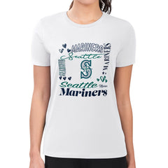 Seattle Mariners G-III 4Her by Carl Banks Women's Super-Slim Fit Lightweight Collage Team Graphic Crew Neck T-Shirt - MLB