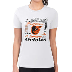 Baltimore Orioles G-III 4Her by Carl Banks Women's Super-Slim Fit Lightweight Collage Team Graphic Crew Neck T-Shirt - MLB