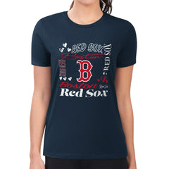 Boston Red Sox G-III 4Her by Carl Banks Women's Super-Slim Fit Lightweight Collage Team Graphic Crew Neck T-Shirt - MLB